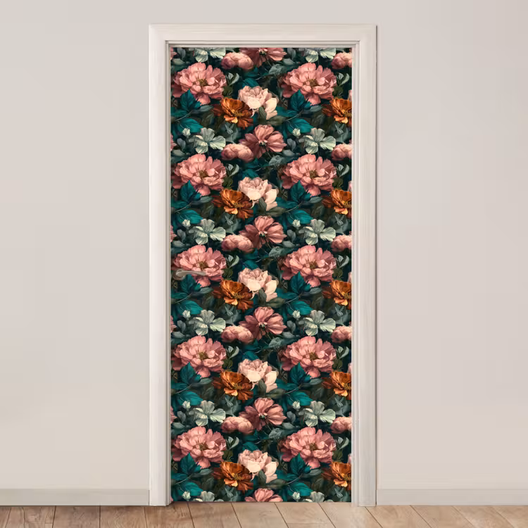 Bloemen - Schilderachtig - Patroon - Roze deurposter klein 289 -3d_beige