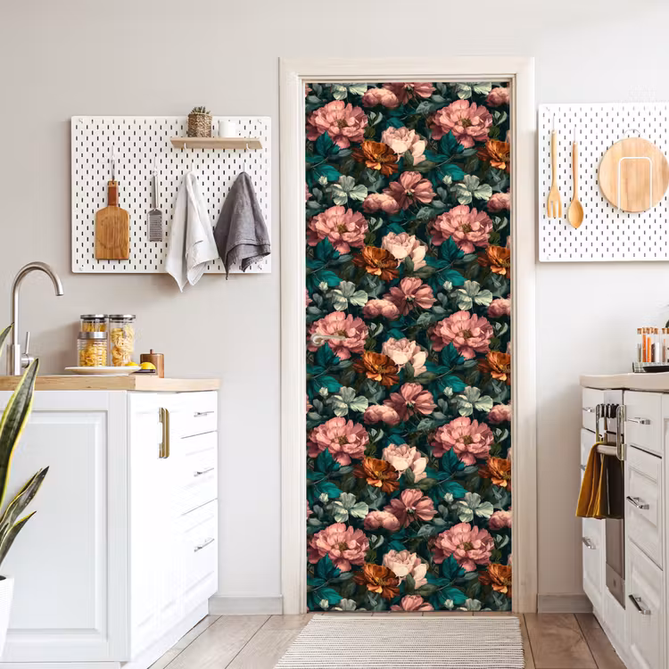 Bloemen - Schilderachtig - Patroon - Roze deurposter klein 289 -sfeer5