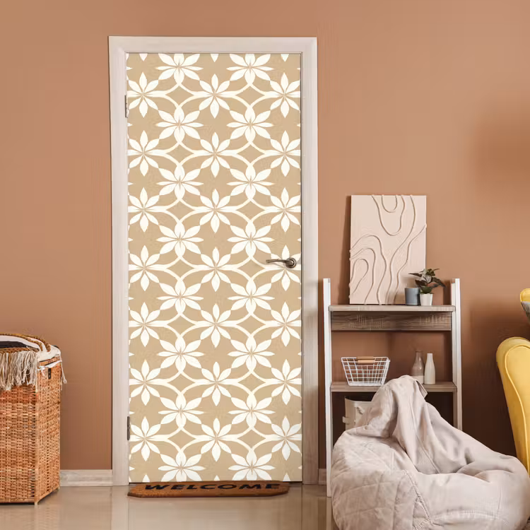 Bloemen - Patroon - Beige deurposter klein 289 -sfeer1