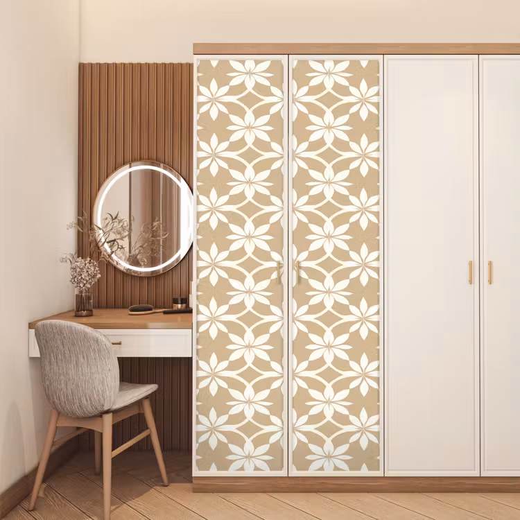 Bloemen - Patroon - Beige deurposter klein 289 -sfeer3