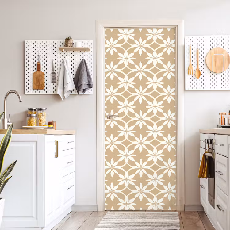 Bloemen - Patroon - Beige deurposter klein 289 -sfeer5