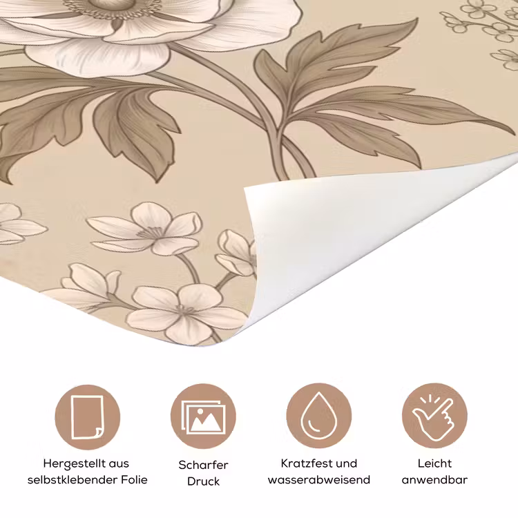 Bloemen - Patroon - Beige deurposter klein -tcloseup_DE