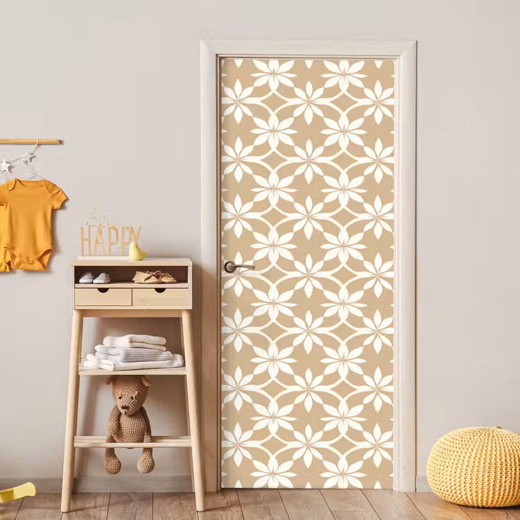 Bloemen - Patroon - Beige deurposter klein 289 -sfeer4