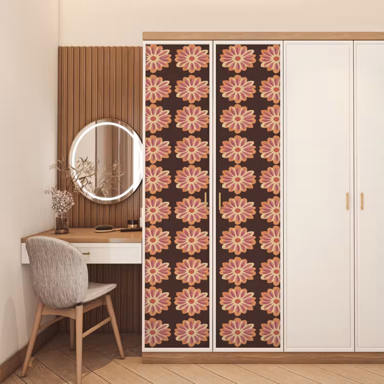 Bloemen - Patroon - Bruin deurposter klein 289 -sfeer3