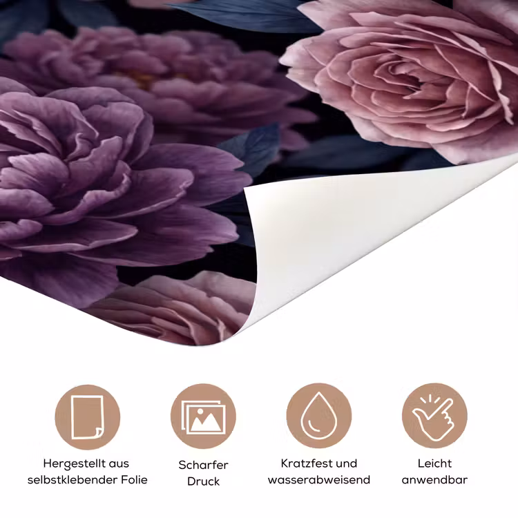 Bloemen - Patroon - Donker - Botanisch - Paars deurposter klein -tcloseup_DE