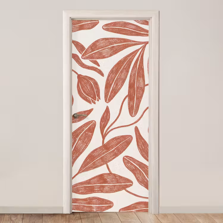 Bloemen - Patroon - Modern - Natuur - Bruin deurposter klein -3d_beige