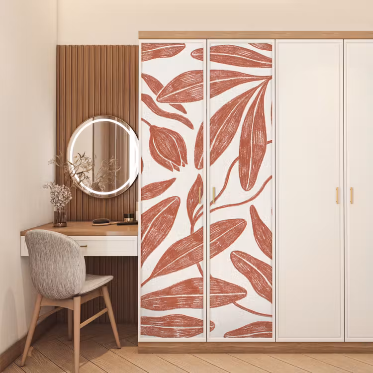 Bloemen - Patroon - Modern - Natuur - Bruin deurposter klein -sfeer3