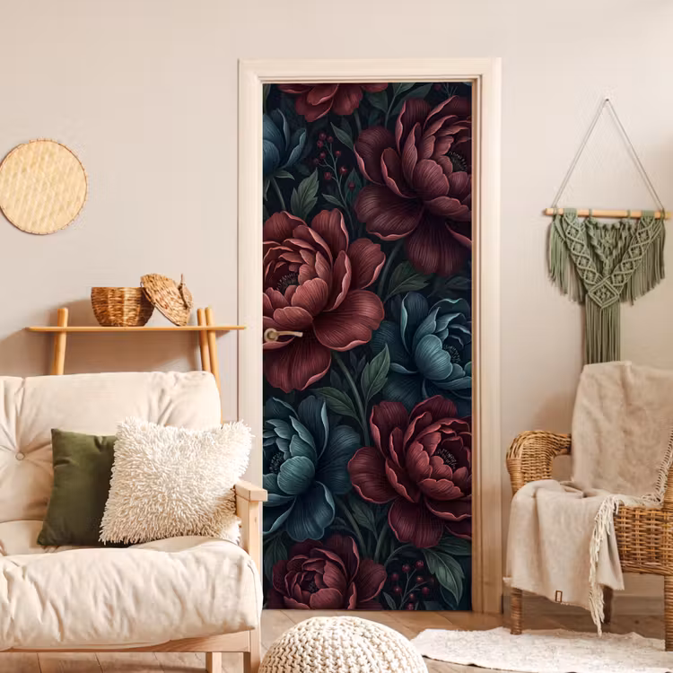 Bloemen - Patroon - Natuur - Klassiek - Donker deurposter klein -sfeer2