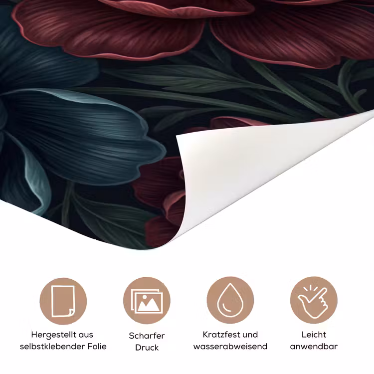 Bloemen - Patroon - Natuur - Klassiek - Donker deurposter klein -tcloseup_DE