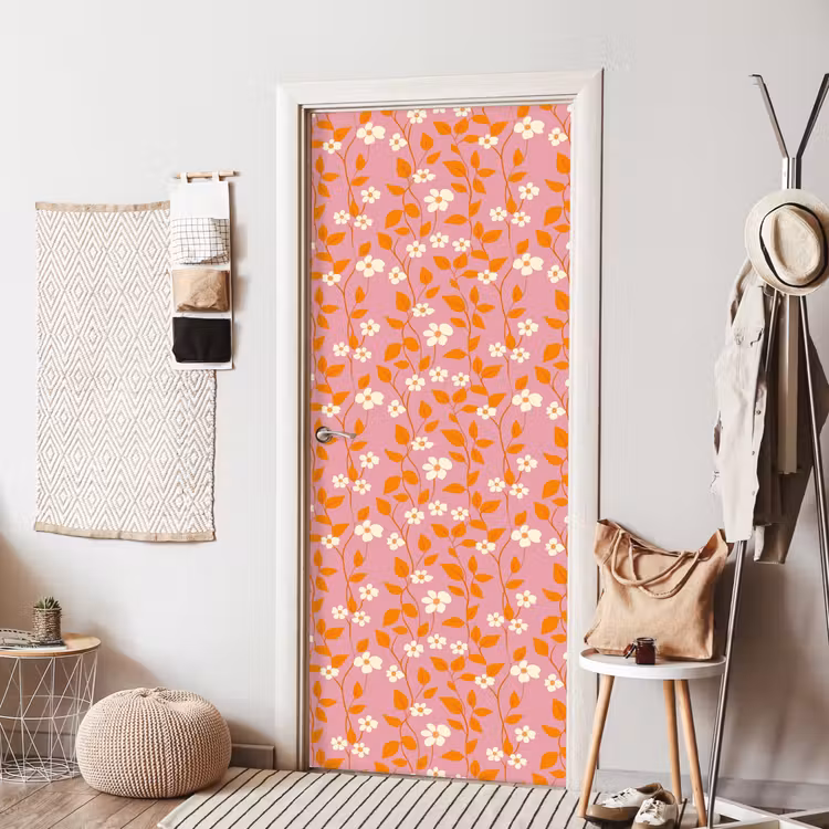 Bloemen - Patroon - Oranje deurposter klein 289 -sfeer6