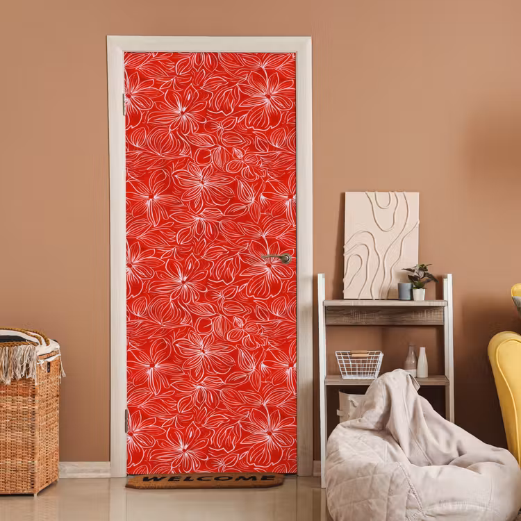 Bloemen - Patroon - Rood deurposter klein 289 -sfeer1