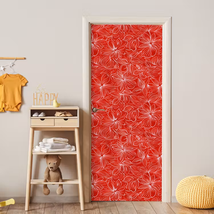 Bloemen - Patroon - Rood deurposter klein 289 -sfeer4