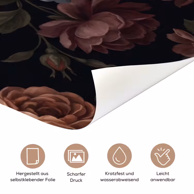 Bloemen - Patroon - Vintage - Donker - Roze deurposter klein -tcloseup_DE