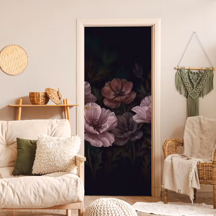 Bloemen - Natuur - Roze - Donker - Modern deurposter klein -sfeer2