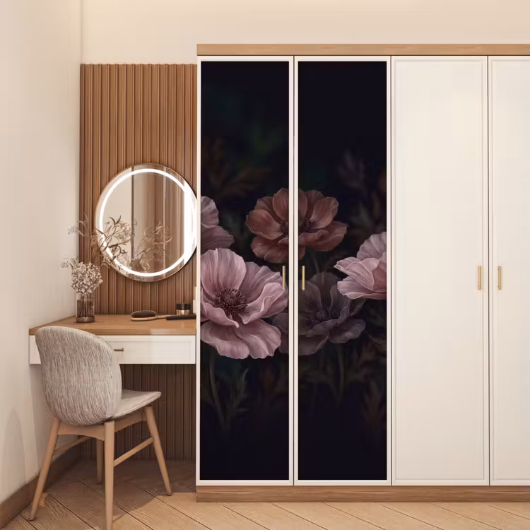 Bloemen - Natuur - Roze - Donker - Modern deurposter klein -sfeer3