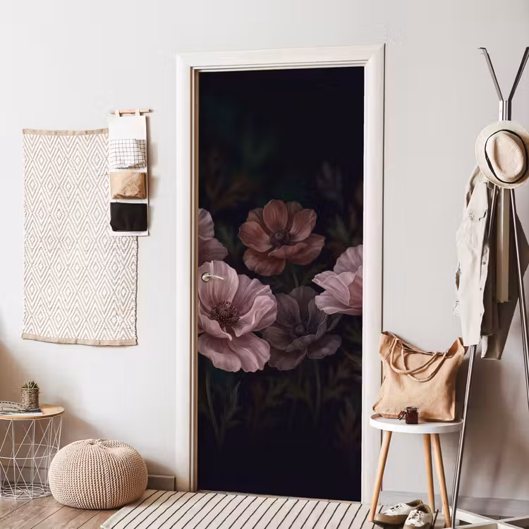 Bloemen - Natuur - Roze - Donker - Modern deurposter klein -sfeer6