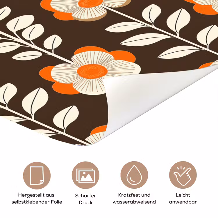 Bloemen - Retro - Bruin deurposter klein 289 -tcloseup_DE