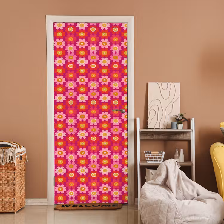 Bloemen - Retro - Kleurrijk deurposter klein 289 -sfeer1