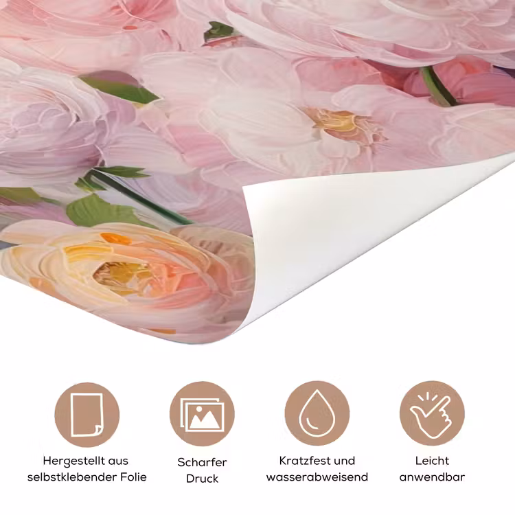 Bloemen - Roze - Botanisch - Kunst - Acrylverf deurposter klein -tcloseup_DE