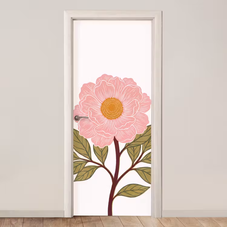 Türtapete - Blumen – Rosa – Illustration - Bloemen - Roze - Illustratie deurposter klein