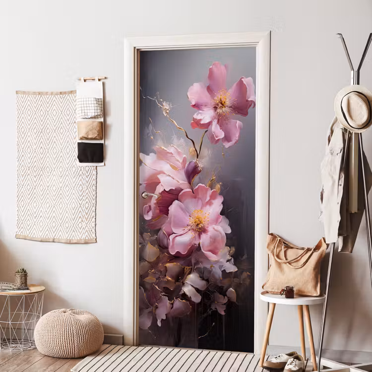 Bloemen - Roze - Stilleven - Kunst deurposter klein -sfeer6