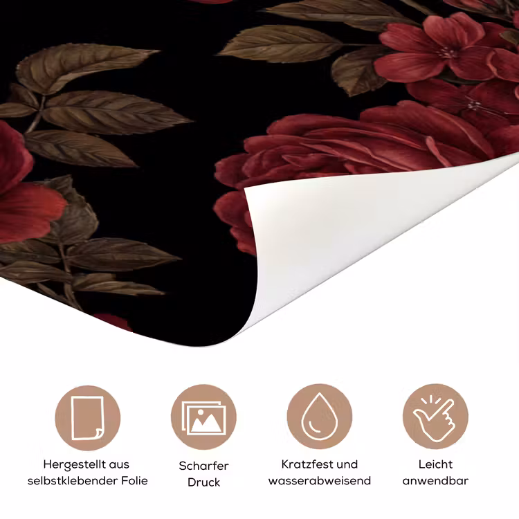 Bloemen - Roos - Patroon - Klassiek - Rood deurposter klein -tcloseup_DE