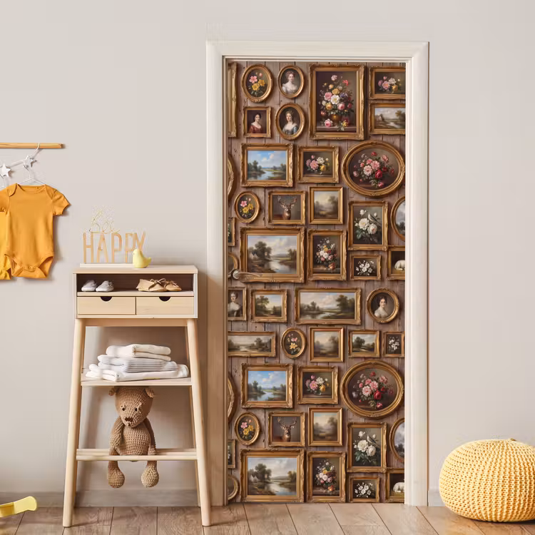 Bloemen - Rozen - Klassiek - Vaas - Kleurrijk deurposter klein -sfeer4