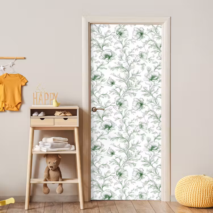 Bloemen - Getekend - Groen deurposter klein 289 -sfeer4