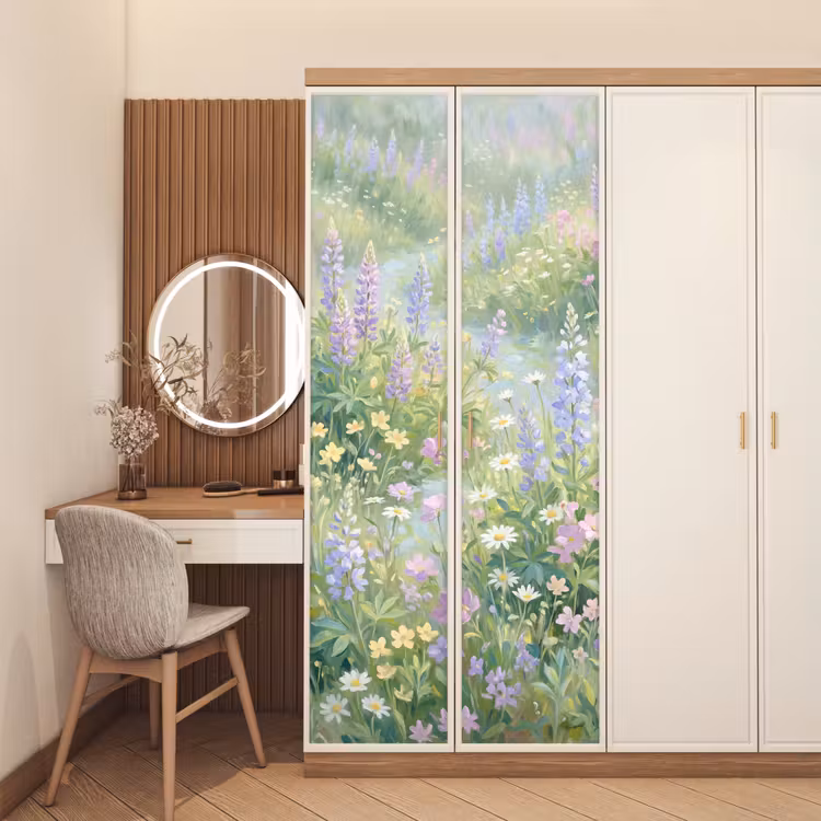 Bloemenveld - Heuvels - Kleurrijk deurposter klein -sfeer3