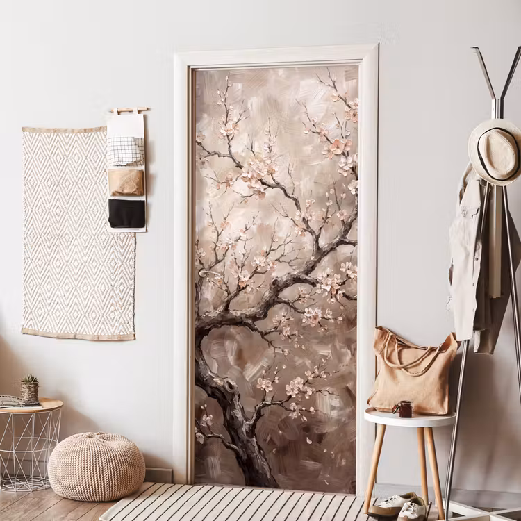 Bloesem - Takken - Schilderij - Beige - Serene deurposter klein -sfeer6