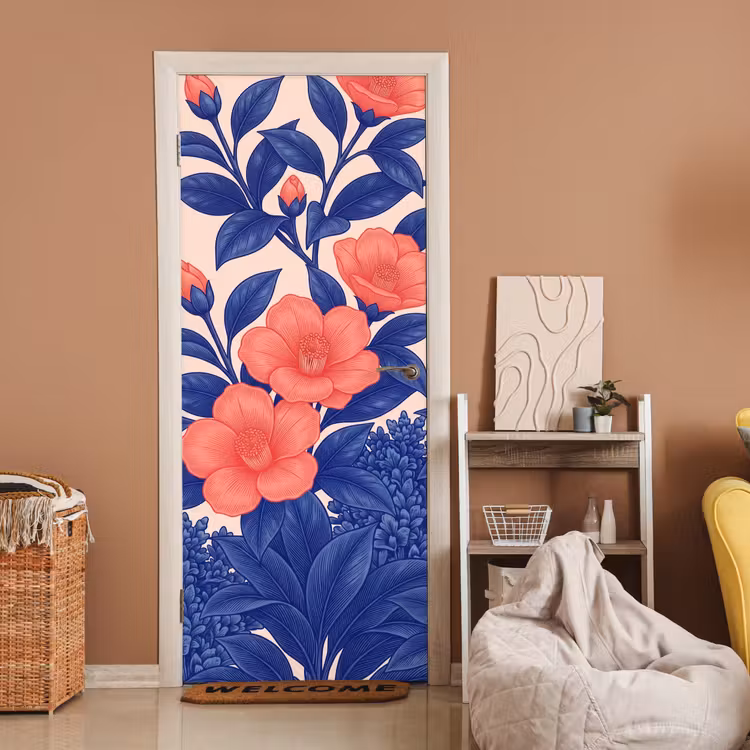 Türtapete - Blüten – Blätter – Botanik - Bloemen - Bladeren - Botanisch deurposter klein
