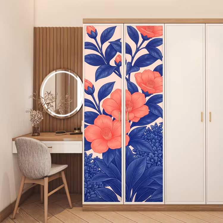 Türtapete - Blüten – Blätter – Botanik - Bloemen - Bladeren - Botanisch deurposter klein