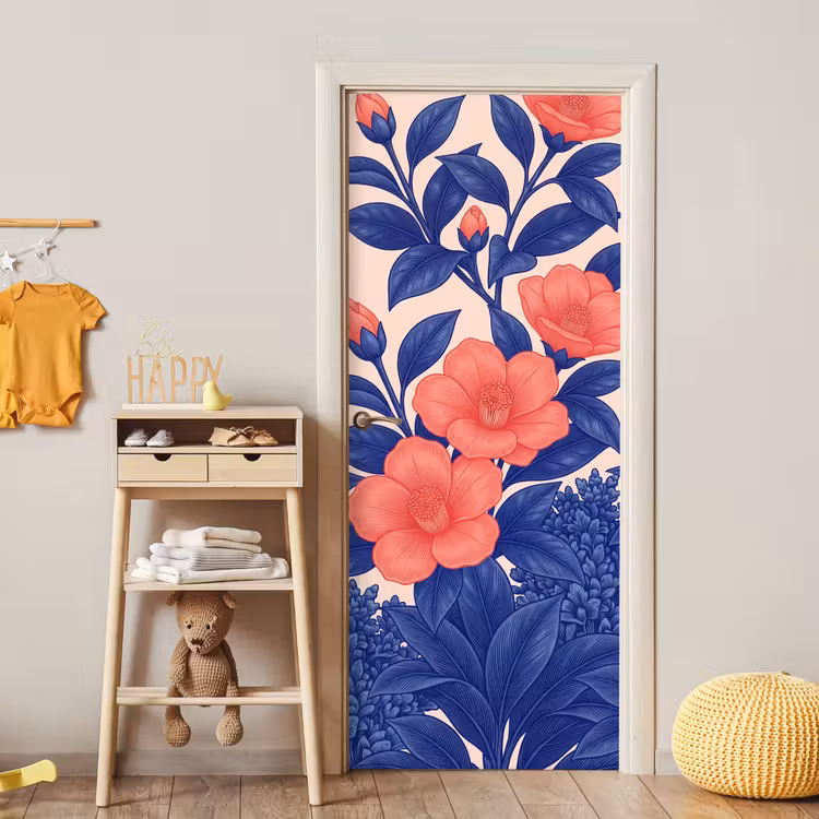 Türtapete - Blüten – Blätter – Botanik - Bloemen - Bladeren - Botanisch deurposter klein