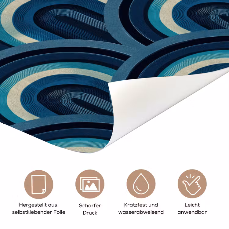 Bogen - Geometrisch - Patroon - Blauw - Retro deurposter klein 289 -tcloseup_DE
