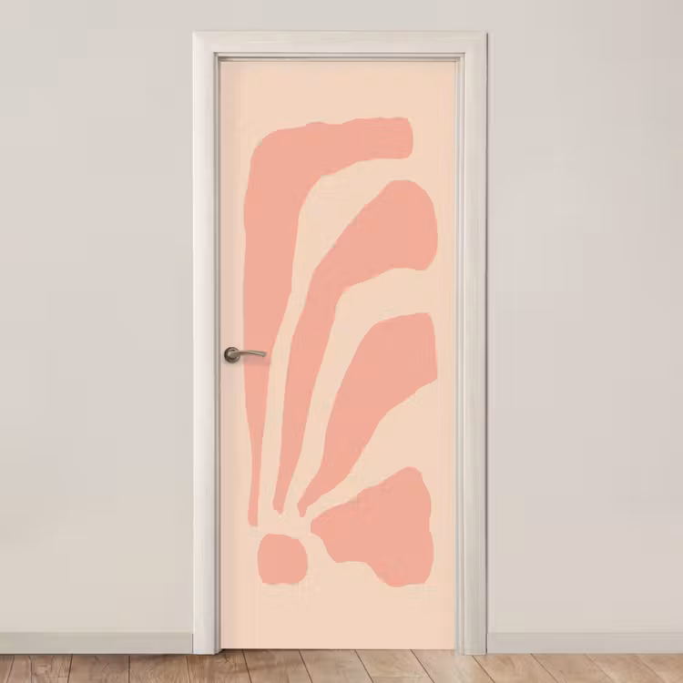 Bohemian - Roze - Pastel - Abstract deurposter klein -3d_beige