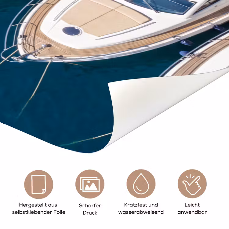 Boot - Jachthaven - Water - Zomer - Blauw deurposter klein -tcloseup_DE