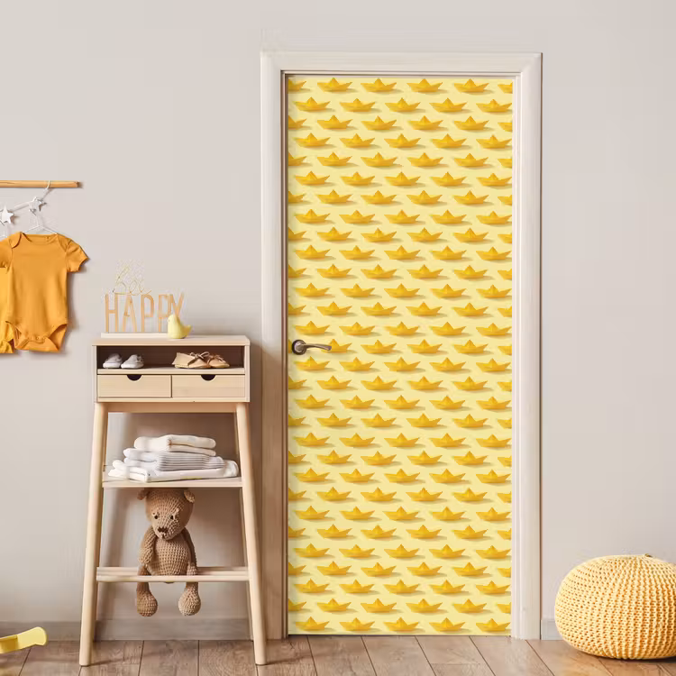 Bootjes - Origami - Creatief - Geel deurposter klein 289 -sfeer4