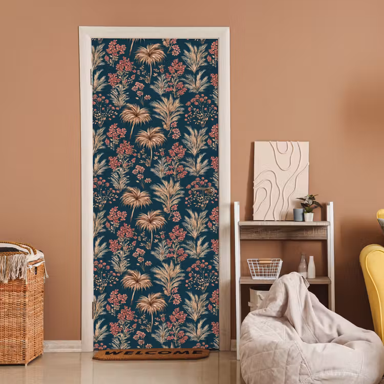 Botanisch - Patroon - Blauw deurposter klein 289 -sfeer1
