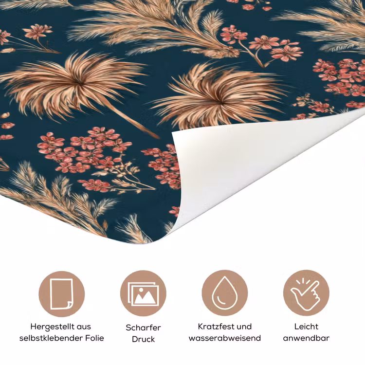 Botanisch - Patroon - Blauw deurposter klein 289 -tcloseup_DE