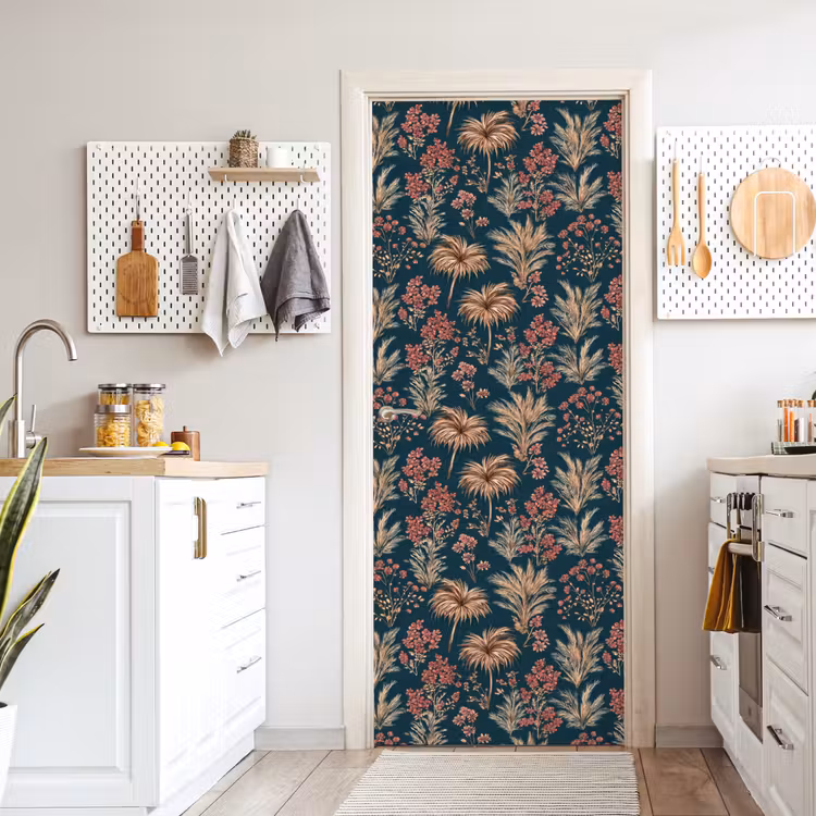 Botanisch - Patroon - Blauw deurposter klein 289 -sfeer5