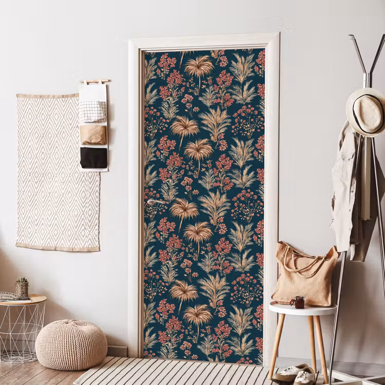 Botanisch - Patroon - Blauw deurposter klein 289 -sfeer6