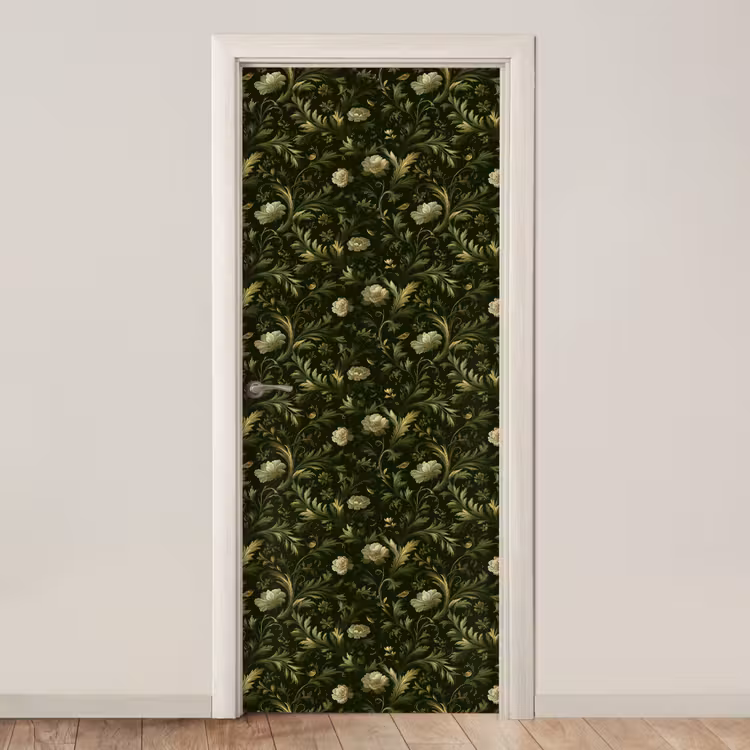Botanisch - Naadloos - Bloemen deurposter klein 289 -3d_beige