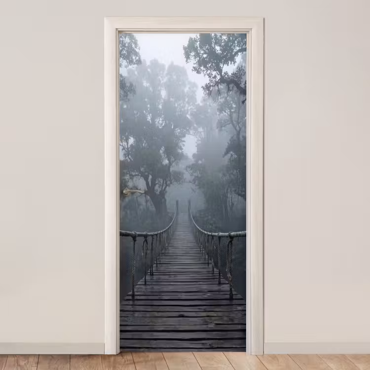 Brug - Jungle - Mist - Natuur deurposter klein -3d_beige