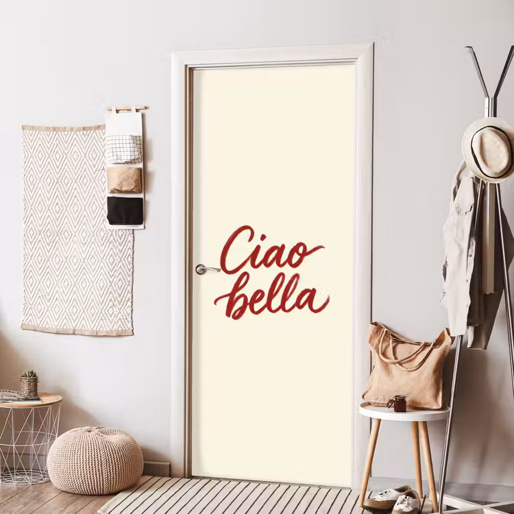 Ciao bella - Rood - Wit - Minimalistisch deurposter klein -sfeer6