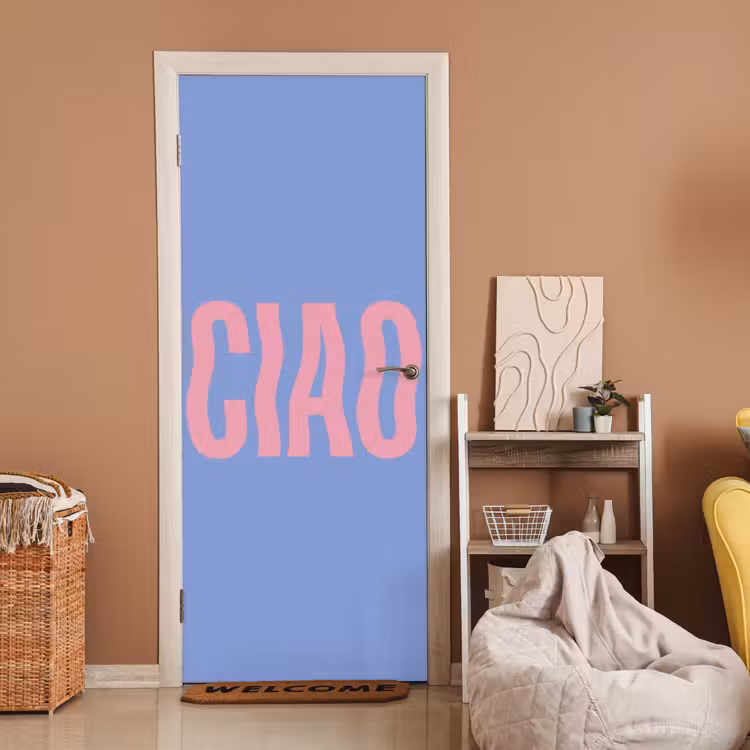 Ciao - Roze - Blauw - Golvend deurposter klein -sfeer1