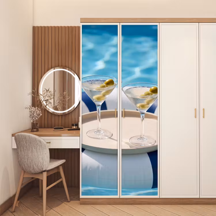 Cocktail - Zwembad - Zomer - Blauw deurposter klein -sfeer3