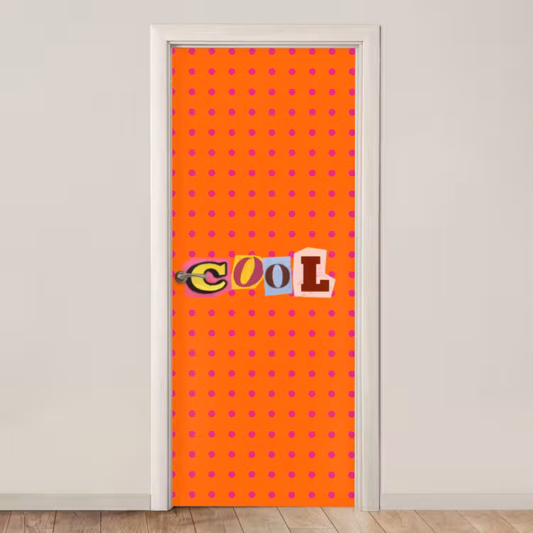 Cool - Stippen - Oranje deurposter klein -3d_beige