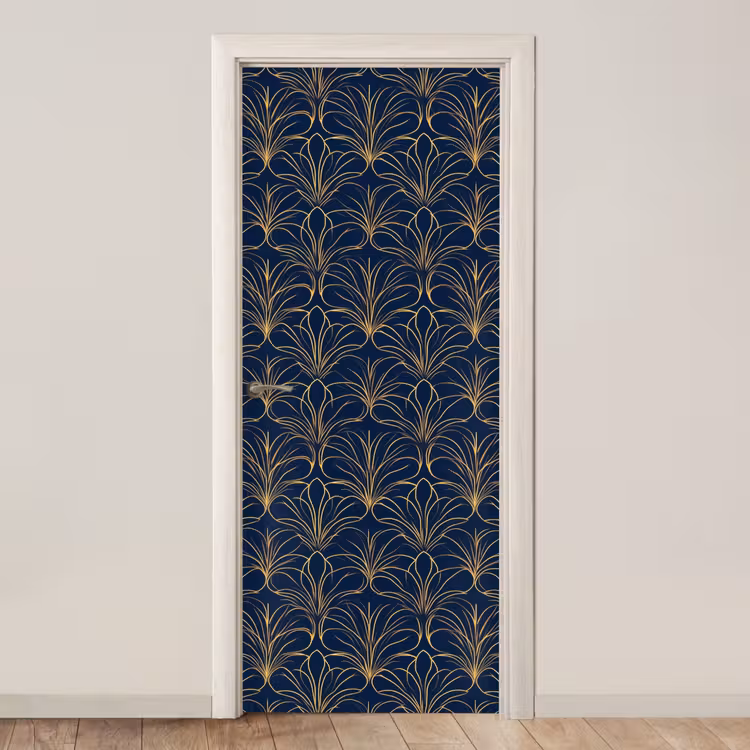 Deco - Waaier - Blauw deurposter klein 289 -3d_beige