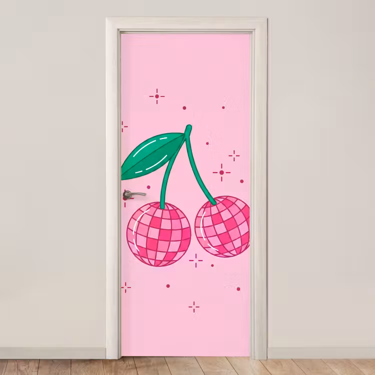 Decoratie - Disco-bal - Feest - Roze deurposter klein -3d_beige