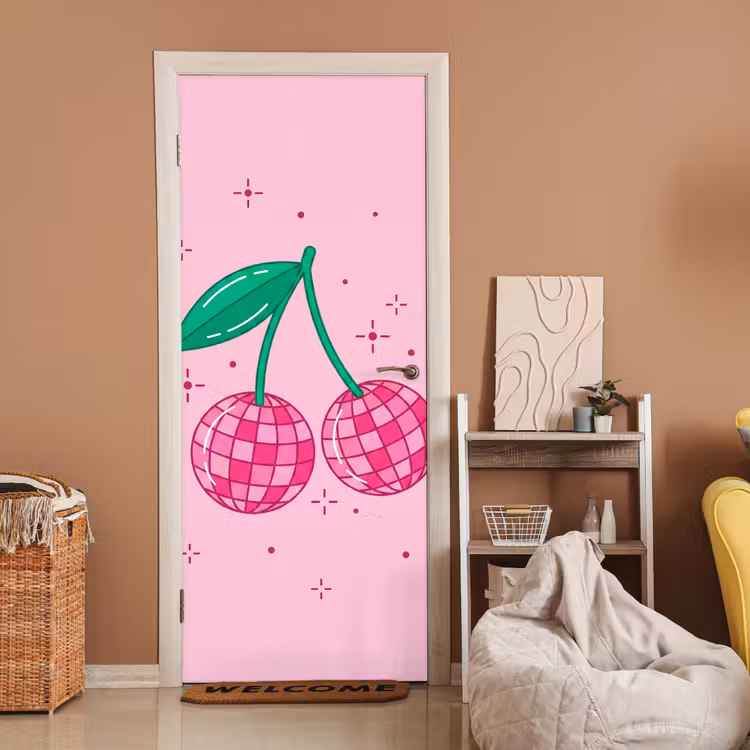 Decoratie - Disco-bal - Feest - Roze deurposter klein -sfeer1